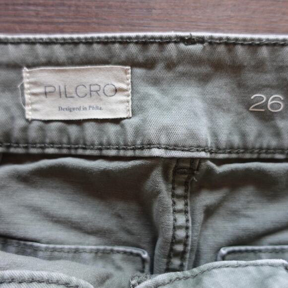 Pilcro Pants Womens 26 Olive Green Utility Ankle Crop High Rise Stretch Tapered - Picture 4 of 10